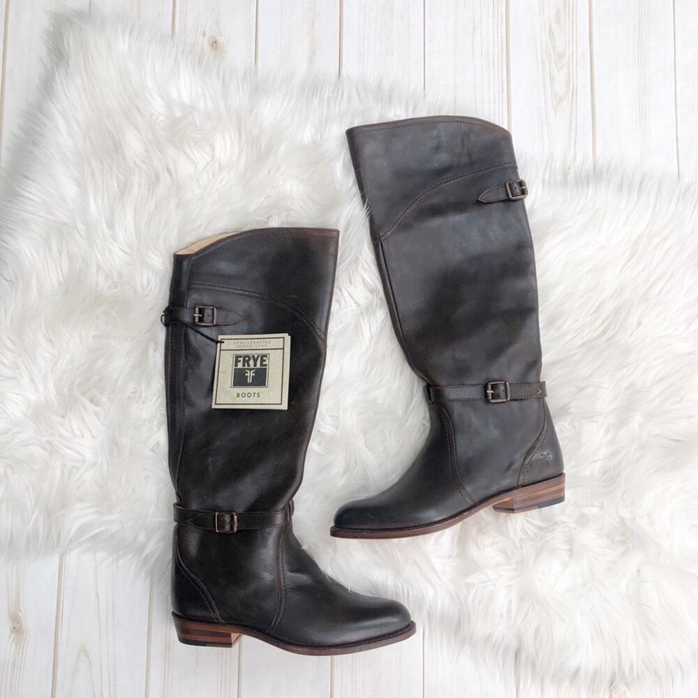 Frye Womens Leather Dorado‎ Tall Leather Solid Brown Riding Boots Size 6 NEW